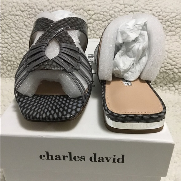 NWT in BOX CHARLES DAVID Leather Flat Sandals - Picture 7 of 15